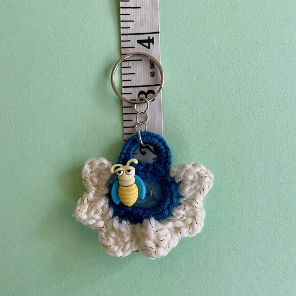Floral Keychain, Keychain Charm, Crochet Gift, Handmade Backpack Charm - Picture 5 of 7